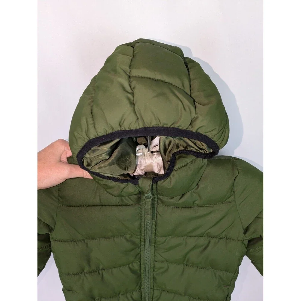 The Children's Place Puffer Jacket 5T Toddler Unisex Green Hooded Pockets Zipper